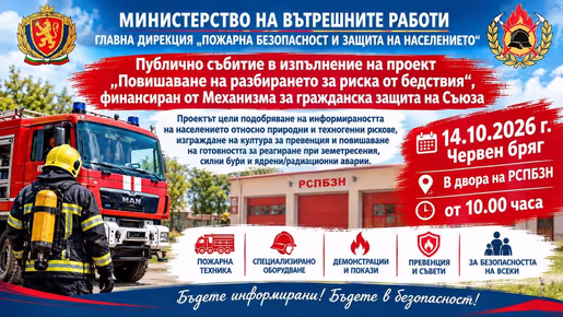 Пожарната в Червен бряг ще покаже техника и оборудване на граждани и ще им даде практически съвети за правилно поведение при инциденти