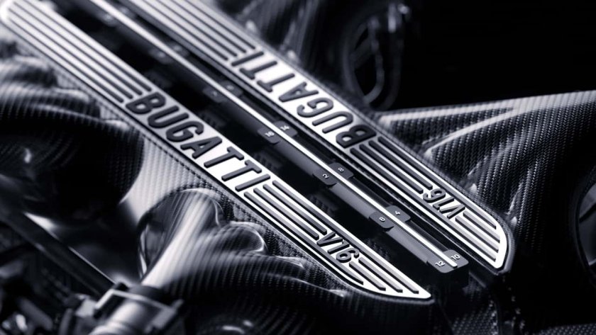 bugatti пуска нов звяр завода v16 хибриден двигател видео