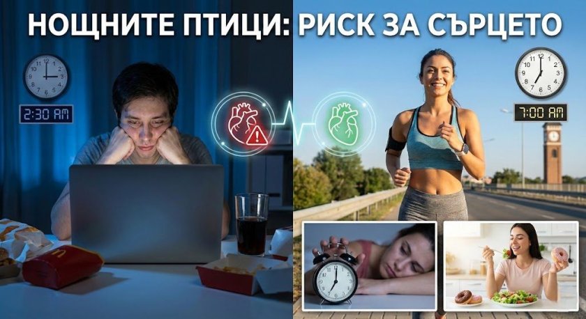 нощните птици рискът инфаркт късното лягане опасно