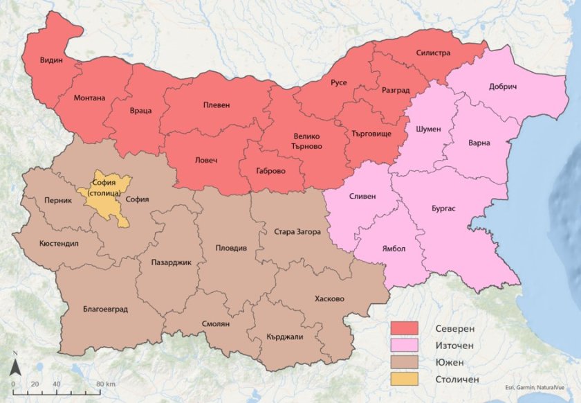 българия разделена четири региона планиране 2040