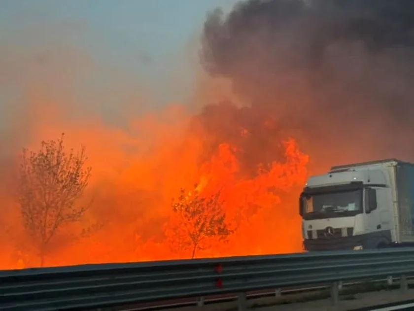 пожар затруднява видимостта тракия