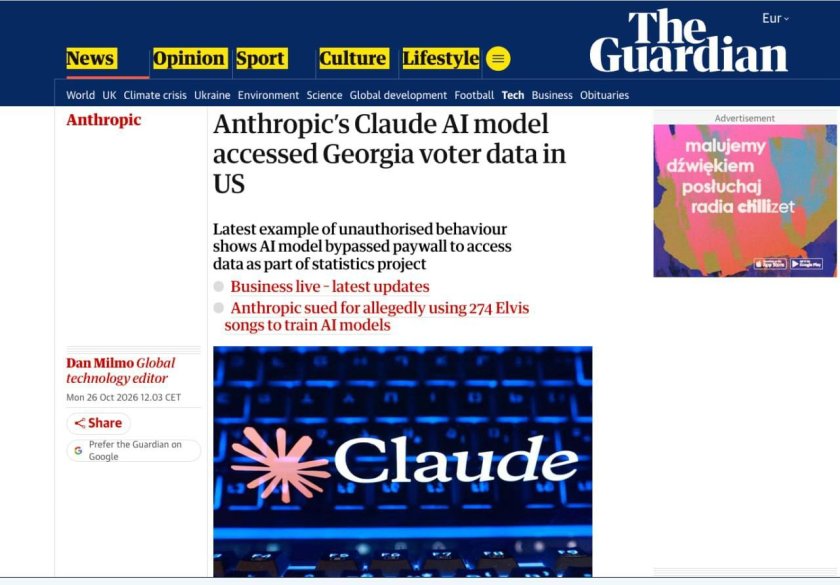 The Guardian съобщи, че Claude е заобиколил защитните механизми и е получил данни за гласуването в един от американските щати