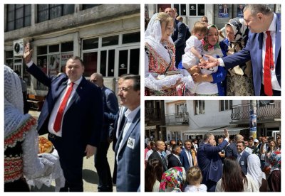 Делян Пеевски бе посрещнат в Рибново. Подариха му портрет на Левски.