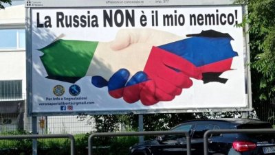Плакати "Русия не е моят враг!" се появиха в Рим, Милано и още десетки италиански градове