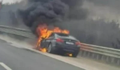 Автомобил пламна на АМ &bdquo;Струма&ldquo; в посока Кулата
