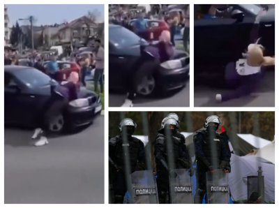 Кола се вряза в протестиращи в Белград &ndash; трима ранени, шофьорът арестуван (ВИДЕО+СНИМКИ)