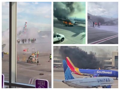 Самолет на American Airlines се запали на летището в Денвър (ВИДЕО)