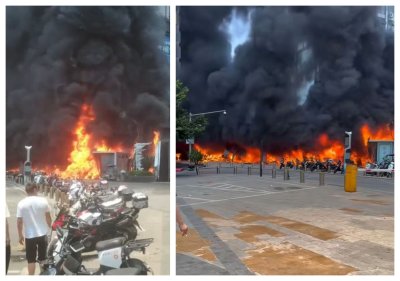 Пожар изпепели паркинг с десетки мотопеди и електрически превозни средства в Китай (ВИДЕО+СНИМКИ)