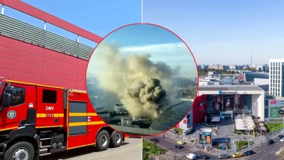 Пожар в най-големия мол в Румъния &ndash; паника сред 2300 души, евакуация и гъст дим в жегата
