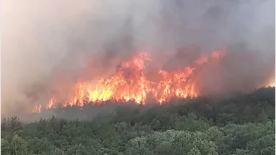 Пожар в Кресненското дефиле затруднява движението