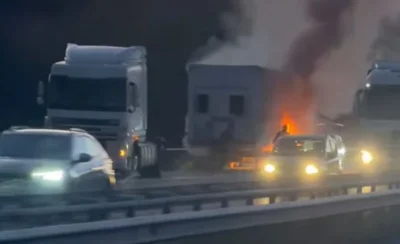 Горящ тир блокира движението по АМ &bdquo;Тракия&ldquo; в посока Пловдив (ВИДЕО)