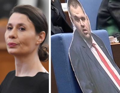 Козилата Белобрадова постави макет на Пеевски в пленарна зала