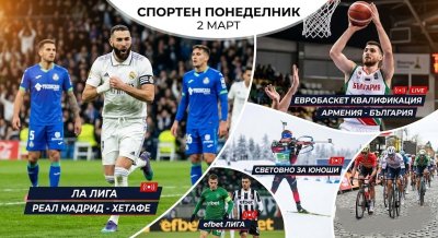Спортният понеделник: Пълен списък на мачовете и състезанията в ефира