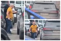 Необуздан селтак слезе от черния си джип и заплаши с чук шофьор (ВИДЕО)