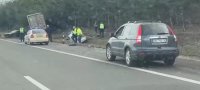 Турски ТИР блъсна патрулка на АМ "Тракия", двама полицаи и шофьор са пострадали